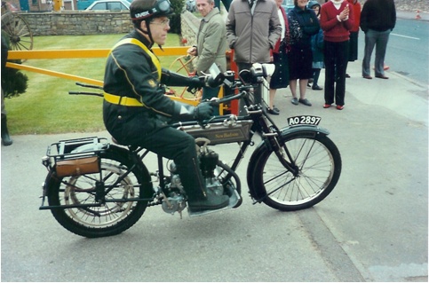 Eric with the 1914 New Hudson, which now is being ridden by a new owner.