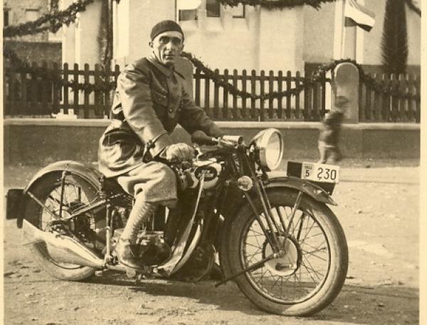 Mr. Branislav Dedovic riding his 1931 New Hudson in about 1936 in the City of Split in what was at that time Yugoslavia. Sent to me by his son Slobodan Dedovic.